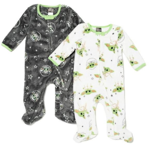 Star Wars The Child Newborn Baby Boys Fleece 2 Pack Zip Up Coveralls Newborn
