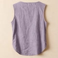 thumbnail image 5 of Cotton Linen Tank Tops for Women Hollow Out Sleeveless Embroidered Boho Tops V Neck Blouse Loose Beach Vacation Tops, Pink XL, 5 of 7