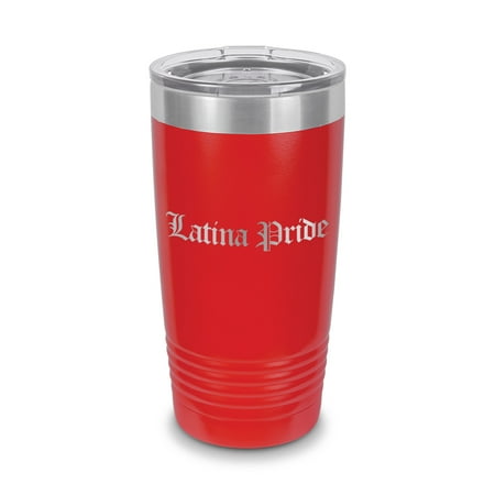 

Latina Pride Tumbler 20 oz - Laser Engraved w/ Clear Lid - Stainless Steel - Vacuum Insulated - Double Walled - Travel Mug - brown pride latino - Red