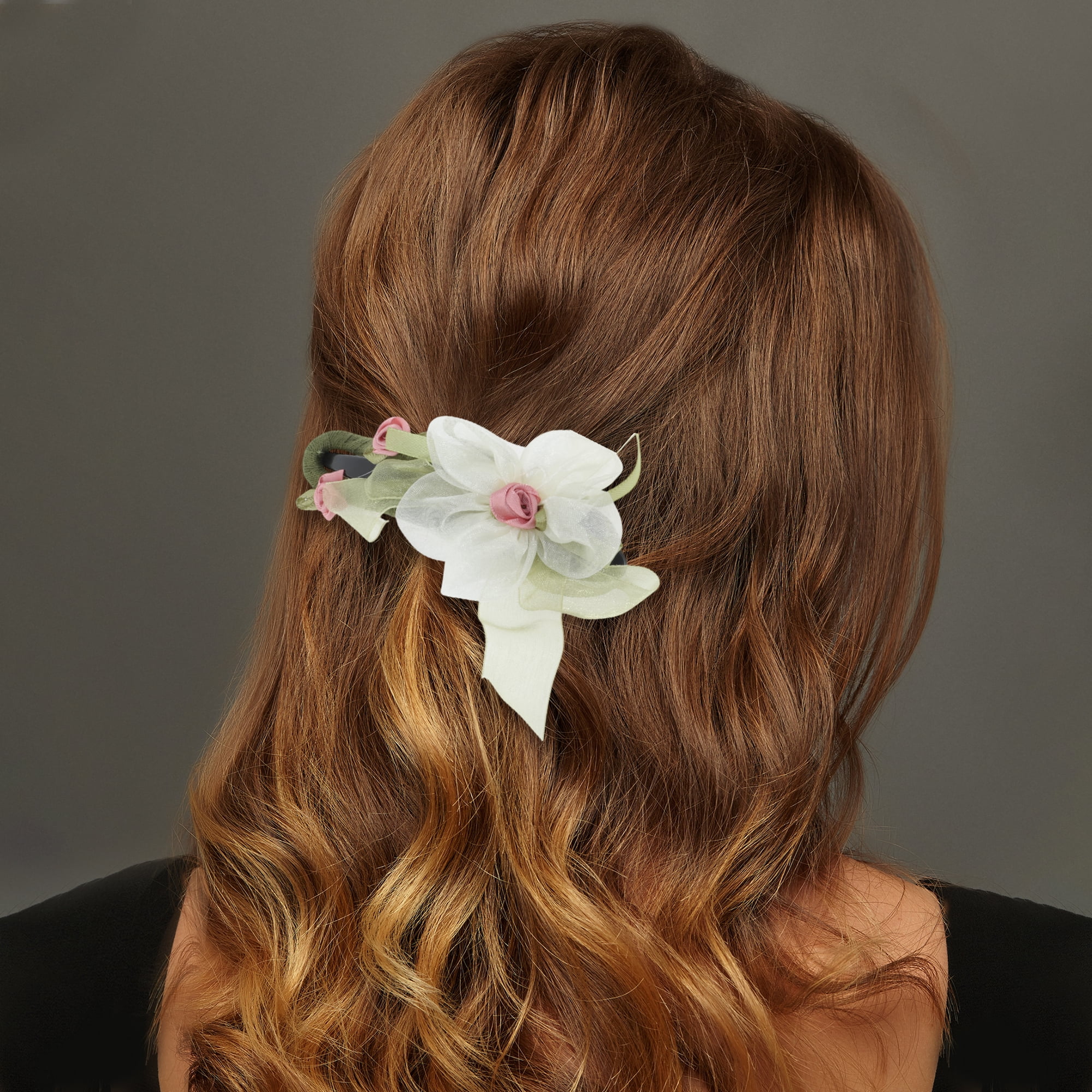Unique Bargains 2Pcs Rose Flowers Hair Clip Set in Green