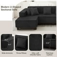 thumbnail image 4 of Harper & Bright Designs U-Shaped Sectional Sofa Set for Living Room, Corduroy Upholstered Sectional Sofa with RGB LED Light Strip and 6 Pillows, Black, 4 of 16