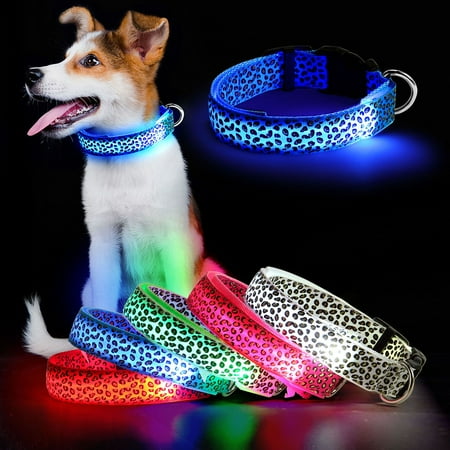 UPC: 0840316647984 | Deago LED Dog Collar Leopard USB Rechargeable Glowing Pet Safety Collar Adjustable Light Up Collars for Small Medium Large Dogs (Red  XL)