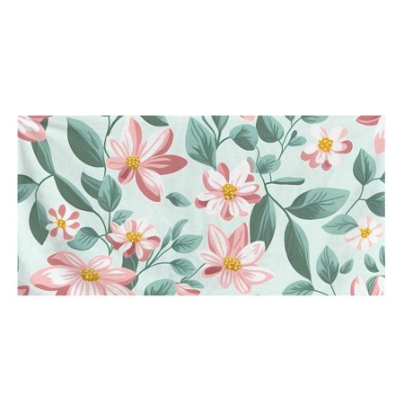 Vodetik Store Floral Print Bath Towels Flowers Plants Spa Towels Soft Absorbent Beach Towels 29.5×59in
