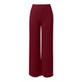 thumbnail image 4 of Pants for Women Ladies Lightweight Chiffon High Elastic Waist Flowing Flared Straight Leg Culottes Womens Slacks Red S, 4 of 6