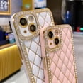 thumbnail image 2 of Funda de teléfono con marco chapado de lujo para iPhone 14 Pro Max, funda protectora con diamantes de imitación para iPhone 11, 12, 13, 14 Plus Fivean unisex, 2 of 2