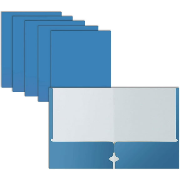 Better Office Products Two Pocket Portfolio Folders, 50-Pack, Light Blue, Letter Size Paper Folders, 50 Pieces, Lt. Blue