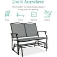 thumbnail image 7 of WYDK 2-Person Outdoor Patio Swing Glider Steel Bench Loveseat Rocker for Deck, Porch w/Textilene Fabric, Steel Frame - Gray, 7 of 7