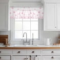 thumbnail image 3 of Pink Spring Floral Valance Curtains for Kitchen/Living Room/Bathroom/Bedroom Window, Rod Pocket Small Topper Half Short Window Curtains Voile Sheer Scarf, Summer Botanical Watercolor Vintage 54"x18", 3 of 8