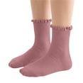 thumbnail image 2 of StSilkitty Boys Girls Crew Socks Ruffle School Uniform Knit Socks Solid Color Lightweight Soft Breathable Socks, 2 of 5