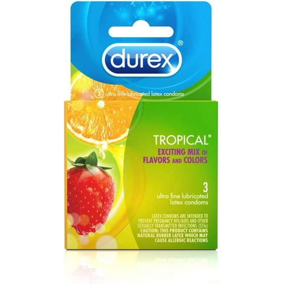 Durex Tropical Coloured & Flavoured Condoms (3 In 1 Pack)