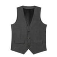 thumbnail image 6 of VBTAPA Men's Western Cowboy Suit Vest Slim Fit V-Neck Dress Vests Business Casual 3 Buttons Waistcoat Gray M, 6 of 8