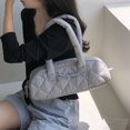 thumbnail image 5 of Nuevo bolso de hombro informal acolchado Lingge para mujer, bolso de mano con lazo acolchado, bolso de mano de nailon y algodón con forma de almohada, 5 of 5