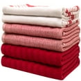 thumbnail image 3 of Premium Kitchen Towels (20”x 28”, 6 Pack) – Large Cotton Kitchen Hand Towels – Striped Flat & Terry Towel – Highly Absorbent Tea Towels Set with Hanging Loop – Red, 3 of 6