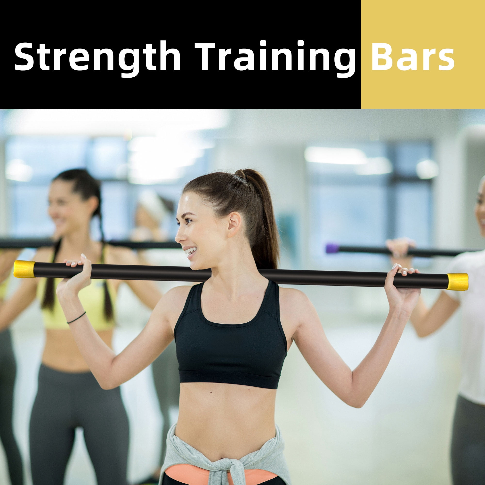 Signature Fitness Total Body Workout & Exercise Weighted Bar w/Grip, 3 Pack