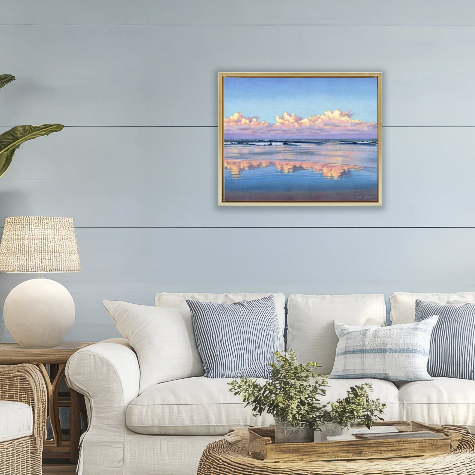 Stupell Industries Cloud Illusions Reflection Gold Framed Floater Canvas Wall Art, design by Susy Boyer