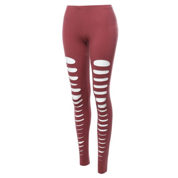 FashionOutfit Women's Solid Sexy Front Cut-Out Leggings