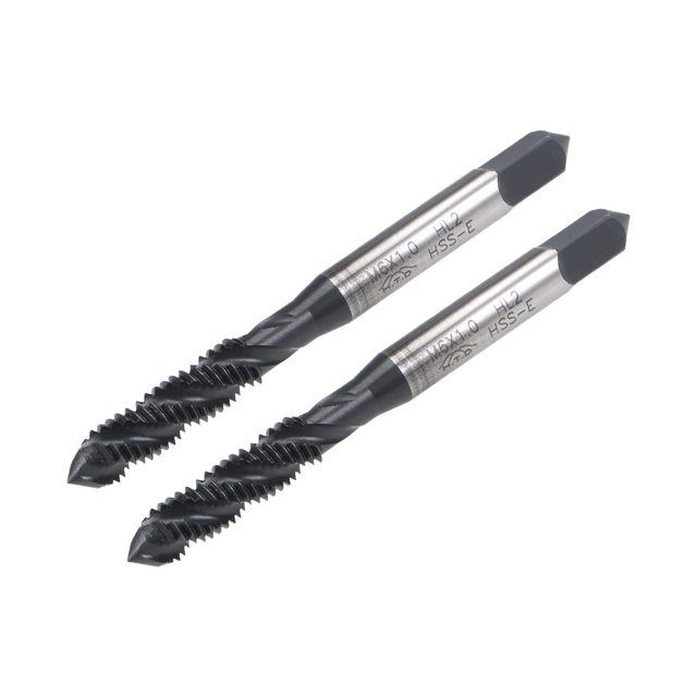 Unique Bargains Robinet à Flûte Spirale M6 x 1.0, Robinet de Machine Métrique Enduit de Nitridation HSS, Tige Ronde avec Extrémité Carrée, 2 Pcs