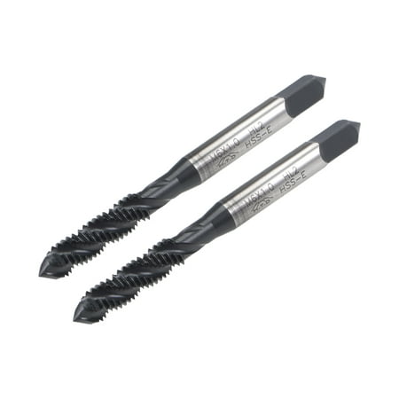 

M6 x 1.0 Spiral Flute Thread Tap Metric Machine Threading Tap HSS Nitriding Coated Round Shank with Square End 2pcs