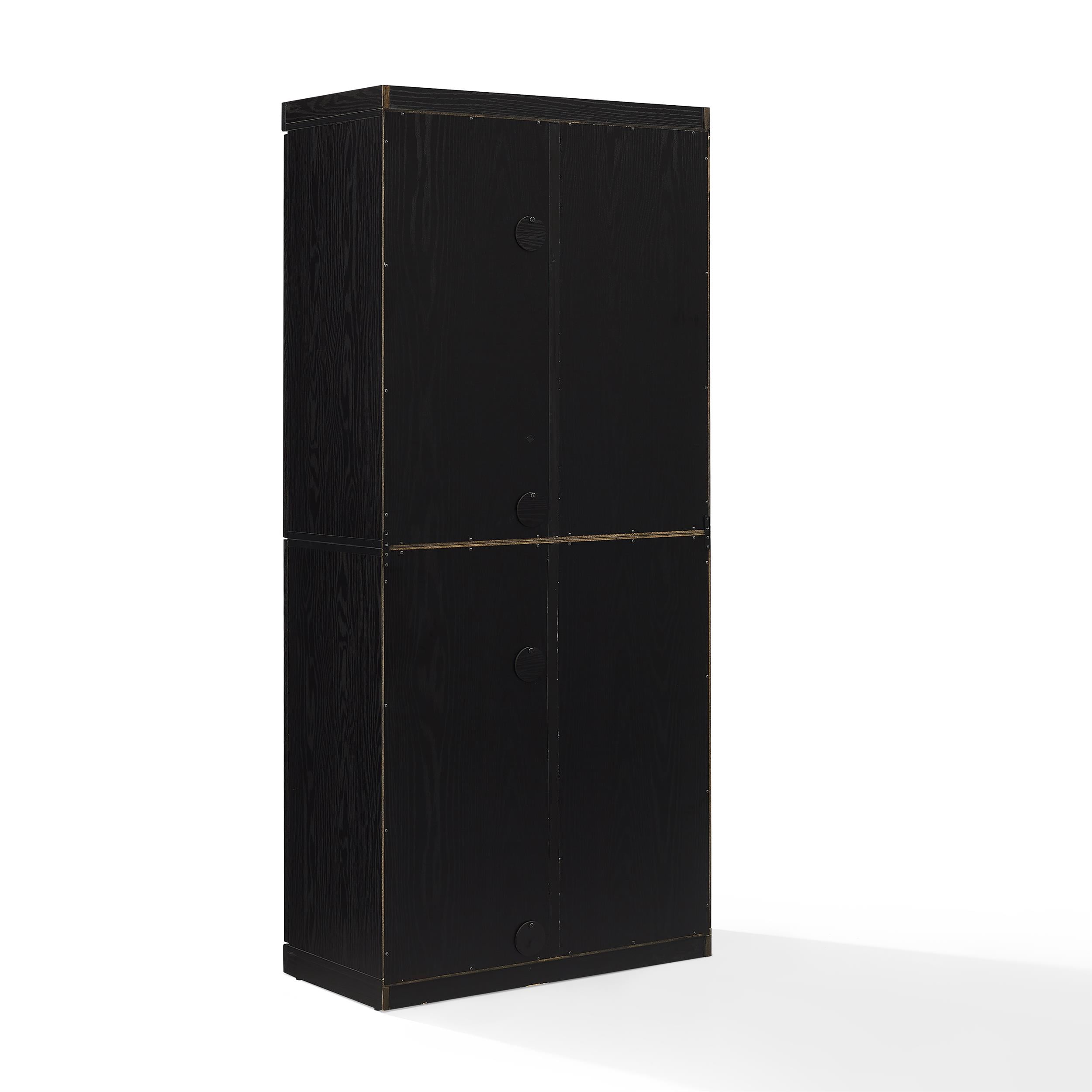 Crosley Furniture Essen Pantry Storage Cabinet With Glass Door Hutch in Black