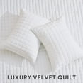 thumbnail image 4 of EVERGRACE Luxury Velvet Quilt Set King Size Bedding Sets, Ultra Soft Velvet Comforter Set, Lightweight Channel Box Stitch Oversized Bedspread Coverlet for All Season, with 2 Shams, Bright White, 4 of 7