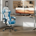 thumbnail image 5 of HLDIRECT Gaming Chair, Gamer Chair with Lumbar Massage, Ergonomic Video Game Chair with Pocket Spring Cushion, Computer Chair for Adults, White & Blue, 5 of 8