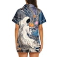 thumbnail image 4 of Summer Sales Under $8 CNJKEHIUV Womens Pajama Sets Halloween Print Buttoned Waist Set Short Sleeve Top and Shorts Purple 3XL, 4 of 4