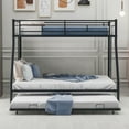 thumbnail image 2 of Black Metal Twin Over Full Bunk Bed with Twin Trundle, Steel Frame, Two Ladders. Space-Saving Design for Bedroom. 78"L x 97"W x 63"H., 2 of 13