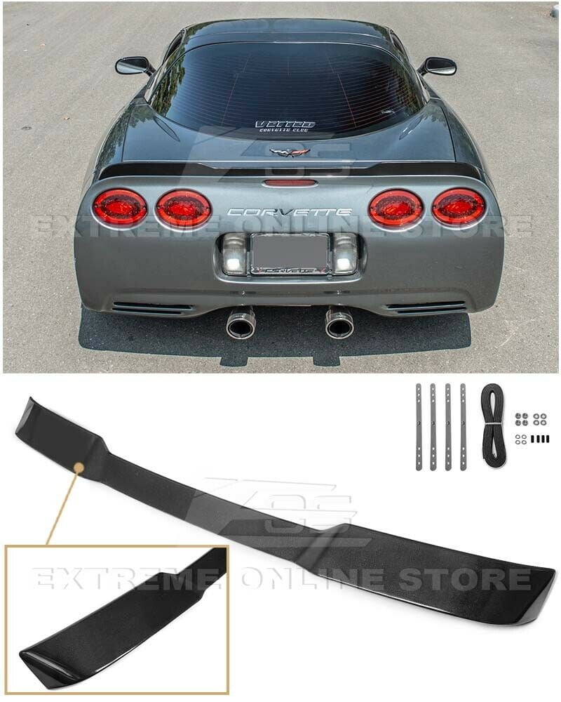 Replacement for 1997-2004 Chevrolet Corvette C5 All Models ABS Plastic - Matte Black ZR1 Extended Style Rear Trunk Lid Wing Spoiler 