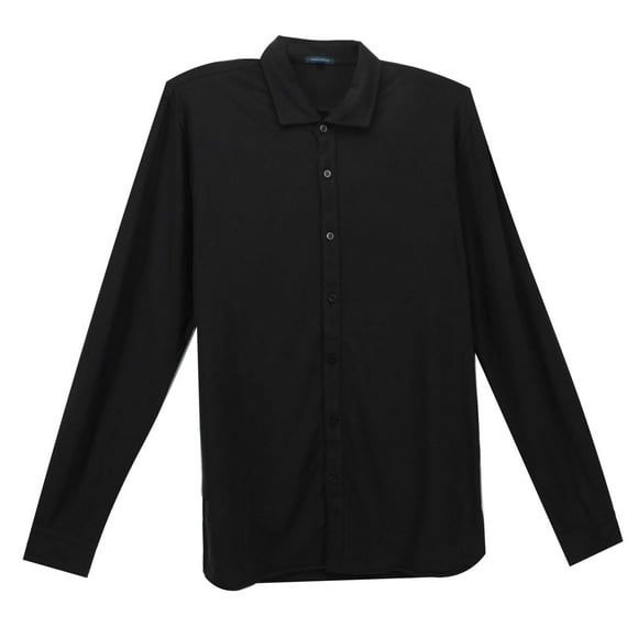 Patrick Assaraf Men's Black Lightweight Pima Cotton Stretch Shirt Casual Button-Down - S