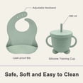 thumbnail image 5 of Silicone Baby Feeding Set | Baby Led Weaning Supplies Includes Suction Bowls and Divided Plates,Adjustable Bib,Baby Utensils Spoons and Forks,Cup | Baby Feeding Essentials (Light Green), 5 of 7