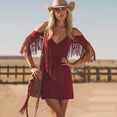 thumbnail image 6 of TaTaai Women's Western Style V-Neck Sleeveless Dress with Fringe Details, Flowy Silhouette, and Casual Boho Fit Gift, 6 of 6