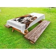 thumbnail image 1 of Funny Outdoor Tablecloth, Cat and Dog Cuddling Lying on Floor Friendship Theme Cute Animals Togetherness, Decorative Washable Fabric Picnic Tablecloth, 58 X 120 Inches, Brown Black White, by Ambesonne, 1 of 2