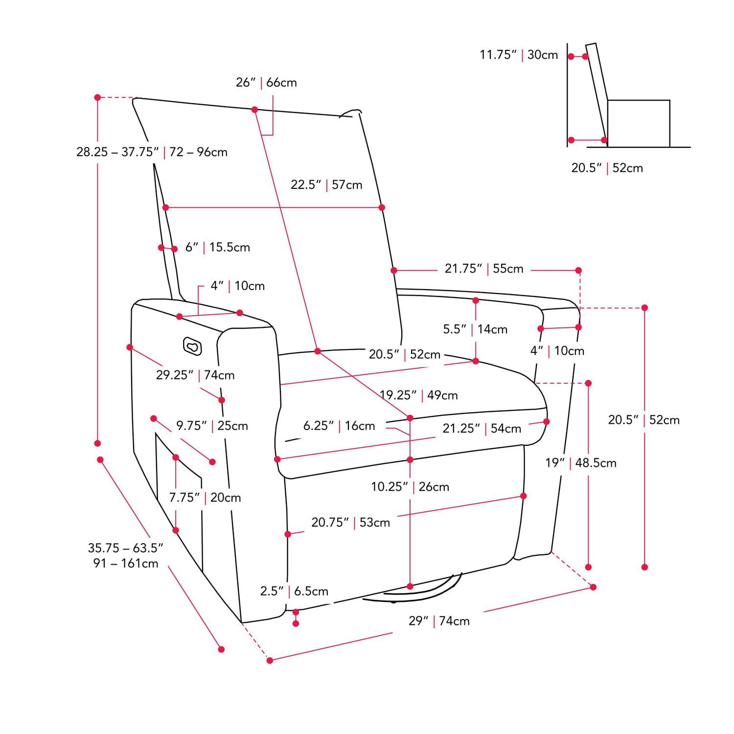 CorLiving Caillie Soft Boucle Fabric Manual Indoor Glider Recliner Chair