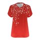 thumbnail image 5 of Camisetas Casuales de las Mujeres Más Tamaño V-Cuello Impresión Manga Corta Color Sólido Base de Verano Superior, Ligero para Diario, 5 of 9