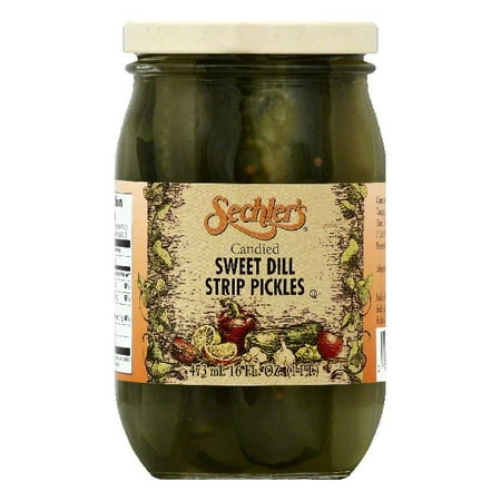 Horseradish Pickles - Sechlers Candied Sweet Dill Strip Pickles, 16 OZ (Pack of 6)