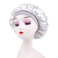 thumbnail image 2 of Silk Bonnet for Sleeping,Hair Wrap Satin Bonnets Shower Cap for Black Women Men, Elastic Wide Band Hair Bonnet Cap for Sleeping Curly Hair, 2 of 6