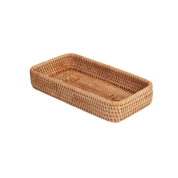 Rattan Tray, Wicker Tray, Rattan Toilet Roll Basket, Small Woven Wicker Entryway Decorative Basket, Bathroom Storage Solution