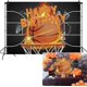 thumbnail image 1 of Fondo de cumpleaños para partido de baloncesto de niño, fondo de cancha de baloncesto negra, equipo de baloncesto para adolescentes, baloncesto deportivo para niños, decoración para fiesta de feliz, 1 of 7