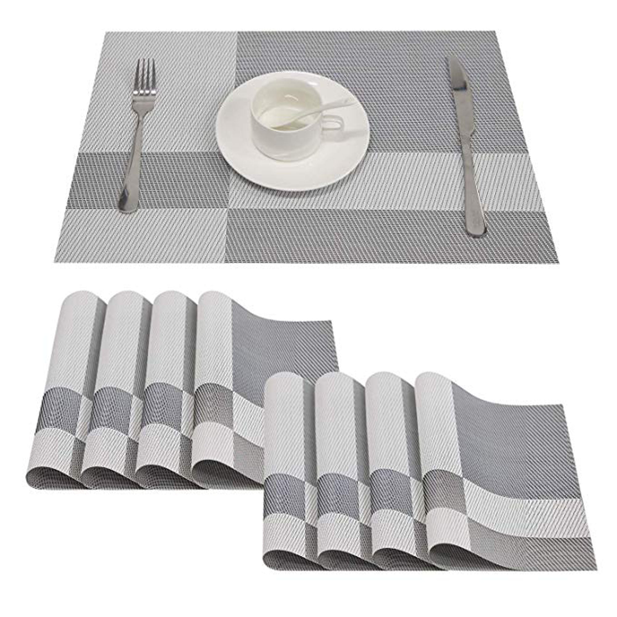 LELINTA Placemats, Plastic Table Mats Set of 8,Heat Resistant Washable