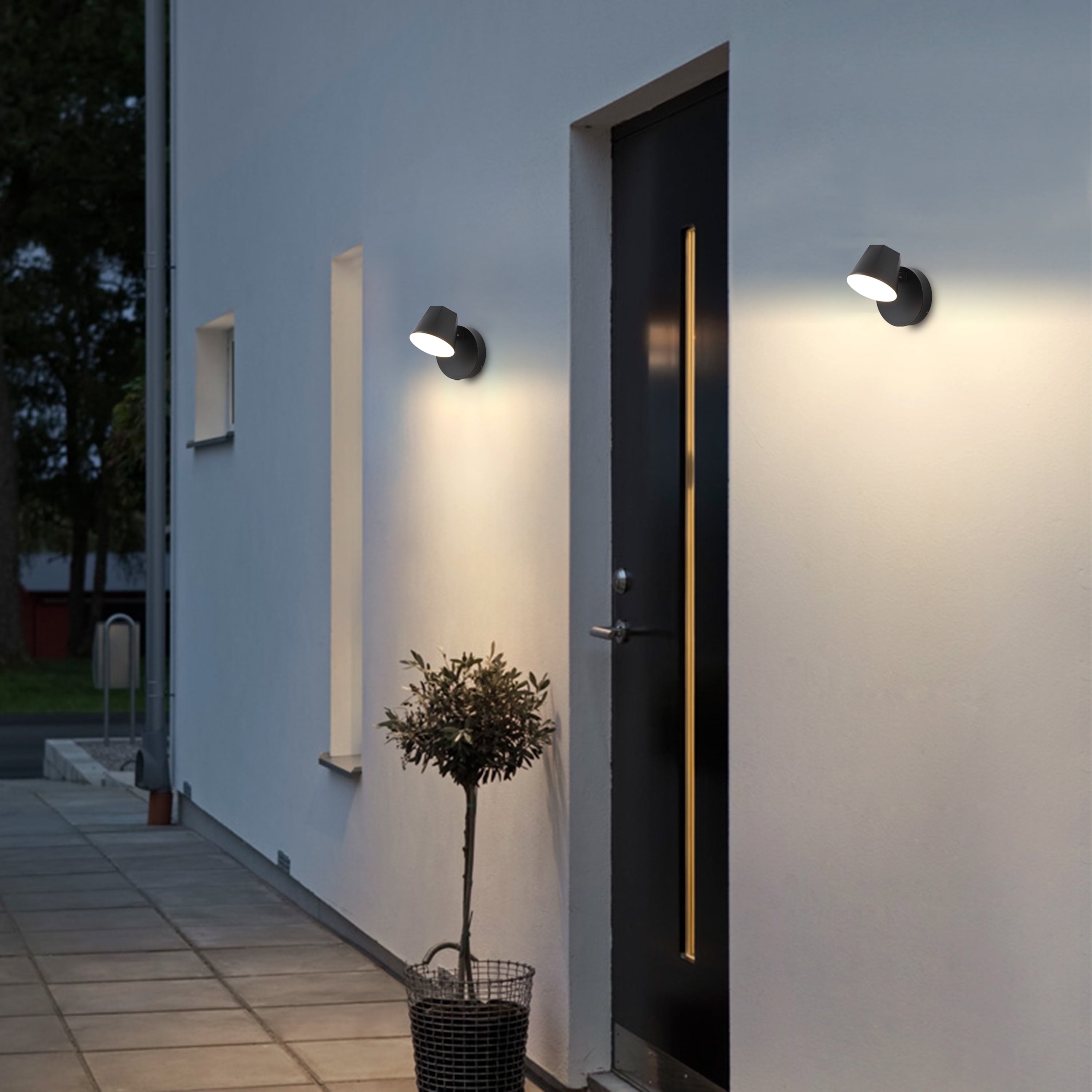 C Cattleya Modern Black Aluminum LED Outdoor Indoor Wall Light with Adjustable Head