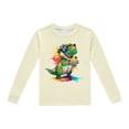 thumbnail image 5 of Pyjamas Garçon Ensemble de Pyjama Imprimé Dinosaure Col Rond Manches Longues Pantalon 2 Pcs Printemps Automne Pyjamas Enfants Beige 2 Ans-3 Ans, 5 of 5