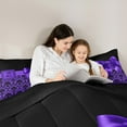 thumbnail image 2 of jejeloiu Vintage Damask Jacquard Bedding Comforter Set 7 Pieces,Pink Bow Knot Full Bedding Set,Purple Monogrammed Z Fitted Sheet Flat Sheet For Girls Boys,Lightweight Room Decor Reversible, 2 of 8