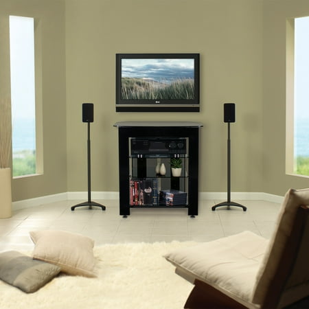 Sanus - 28" to 42" Adjustable Height Speaker Stands for Satellite Speaker (2-pack) - Black