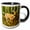 Black/White, variant on 3drose, Deer in the Forest Running, 11oz Two-tone Yellow Mug