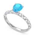 thumbnail image 2 of 1.30 Ct Fine Cut (F-G/VS1) Natural Diamond Blue Topaz Gemstone Anniversary Ring for Women Solid 14K White Gold Size 10 by Diamond-Capitals, 2 of 8