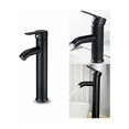 thumbnail image 3 of Grifo de baño estilo granja, construcción de latón con acabado negro mate, grifo alto de una manija para suministro de agua fría y caliente, fácil instalación, líneas de suministro de agua incluidas, 3 of 5