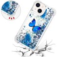 thumbnail image 4 of Slim Fit Phone Case for iPhone 14 Plus,Crystal Bling Quicksand Effect TPU Bumper Case with Four Corners Drop Protection Cover for iPhone 14 Plus (6.7),YBDT Blue Butterfly, 4 of 12