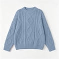 thumbnail image 4 of Tusihei Women Oversized Cable Knit Sweater Long Sleeve Chunky Pullover Tops Casual Fall Winter Cozy Knitwear Loose Fit Sweaters for Women, Light Blue L, 4 of 5