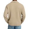 thumbnail image 5 of Men's Long Sleeve Waffle Knit Button Down Lapel Business Casual Solid Color Shirt for Spring Fall Trendy Wear,Khaki,3XL, 5 of 5