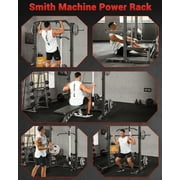 JoanKaren all-in-one Smith Machine with Cable Crossover System,1000 lbs Multifunctional Squat Rack for Home Gym Strength Training